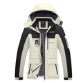 Detail der winddichten Kapuzenjacke mit grauem Fleece-Futter und Kontrastdesign - 3XL / Damen Reisweiß