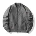 Classic MA-1 flight pilot jacket in dark grey synthetic fabric with utility sleeve pocket - S / Gray