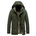 Herren Winterjacke in Olivgrün mit warmem Fleece-Futter und Kapuze für den Winter - 3XL / Armeegrün