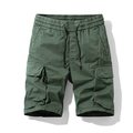 Men's army green cargo shorts with elastic drawstring waist and large side pockets - Army Green