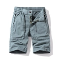 Grey-blue men's cotton cargo shorts with elastic drawstring waist and side pockets - Light Blue