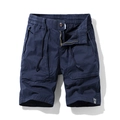 Men's navy cargo shorts with elastic drawstring waist and multi-pocket design - Dark Blue
