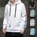 Herenhoodie met een stijlvol kleurblokontwerp in de kleuren wit, roze en blauw - M / Wit