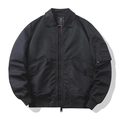 Herren Bomberjacke in Schwarz mit Reißverschluss und klassischer Ärmeltasche für Piloten - M / Schwarz