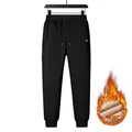 Detail view of winter thermal joggers with fleece lining and adjustable drawstring waist - L / Black Elastic Cuff