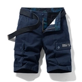 Pantaloncini cargo da uomo in cotone blu navy con tasche e cintura in tela - 29 / Pantaloni e gonne / Blu zaffiro