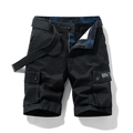 Pantaloncini cargo neri da uomo in cotone lavato con tasche e cintura inclusa - 29 / Pantaloni e gonne / Nero