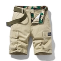 Pantaloncini cargo kaki da uomo in cotone con tasche multiple, cintura e fodera camo - 29 / Pantaloni e gonne / Kaki