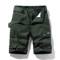 Pantaloncini cargo da uomo in cotone lavato verde oliva con tasche e cintura - 29 / Pantaloni e gonne / Verde militare