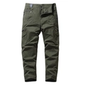 Army green multi-pocket cargo pants for men with straight leg and durable cotton fabric - S / Army Green