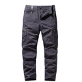 Men's loose straight-leg dark grey cargo pants with multiple functional pockets - S / Gray