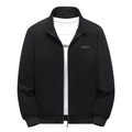 Herren Winterjacke aus schwarzem Cord mit Stehkragen, Fleece-Futter und Rippbündchen - M / Schwarz
