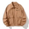 Men's khaki corduroy jacket with classic lapel collar and fleece lining for winter warmth - 3XL / Yellow Non-Fleece