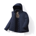 Chaqueta de invierno azul marino para hombre con capucha, forro acolchado y puños ajustables - M / Azul Marino
