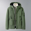 Giacca a vento termica verde militare con imbottitura in grafene e cappuccio invernale - S / Verde Militare