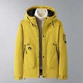Parka invernale termico giallo brillante da uomo con cappuccio e tasche utility - S / Giallo