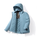 Light blue hooded outdoor jacket with quilted lining and windproof waterproof fabric - M / Light Blue