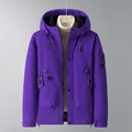 Winter thermal purple hooded parka jacket with graphene lining and adjustable cuffs - S / Purple