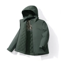 Winter army green padded jacket with diamond-quilted lining and adjustable cuffs - M / Forest Green