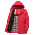 Parka invernale rosso da uomo con cappuccio, fodera in pelliccia sintetica e imbottitura - L / Rosso