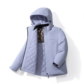 Men's light blue winter puffer jacket with quilted warm lining and adjustable hood - M / Moonlight Blue