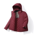 Waterproof burgundy hooded winter jacket with warm quilted lining and outdoor casual style - M / Dark Red