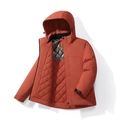 Winter orange padded hooded jacket for men with waterproof fabric and diamond quilting - M / Vermilion Red