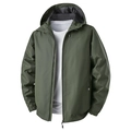 Men's outdoor windproof hooded jacket in military green with functional side zipper pockets - S / Army Green