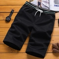 Pantaloncini casual neri da uomo con vita elastica a righe verdi e coulisse bianca - M / Nero