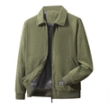 Chaqueta de pana verde militar para hombre con cuello de solapa y etiqueta de moda - Verde Militar