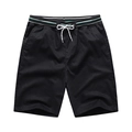 Pantaloncini estivi neri da uomo casual con vita elastica a righe e coulisse - M / Nero