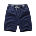 Pantaloncini casual uomo blu scuro con coulisse bianca e vita elastica confortevole - M / Blu scuro