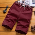 Pantaloncini casual da uomo color bordeaux con vita elastica a righe bianche e coulisse - M / Borgogna