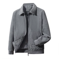 Chaqueta de pana gris para hombre con puños acanalados y detalle de etiqueta de moda - gris oscuro