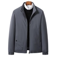 Herren Business-Freizeit-Daunenjacke in Dunkelgrau mit Stehkragen und Rippbündchen - M / Grau