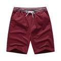 Pantaloncini casual estivi da uomo color rosso bordeaux con coulisse elastica e tasche laterali - M / Borgogna