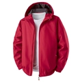 Waterproof casual outdoor windbreaker jacket in bright red with hood and full zipper - S / Red