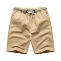 Pantaloncini casual kaki da uomo con elastico a righe in vita e coulisse bianca - M / Cachi