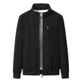 Men's black corduroy jacket with stand collar and zipper pocket in black color - M / Black