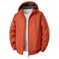 Men's casual waterproof hooded windbreaker jacket in vibrant orange color - S / Orange
