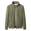 Men's army green corduroy jacket with stand collar and ribbed cuffs in a regular fit - M / Army Green