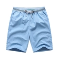 Light blue men's casual cotton shorts with striped elastic waistband and drawstrings - M / Sky Blue