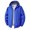 Men's royal blue hooded windbreaker jacket with zip closure and minimalist casual design - S / Royal Blue