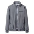 Men's grey corduroy jacket with stand collar and ribbed cuffs in size XL - M / Dark Gray