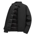 Men's dark grey baseball collar down jacket with lightweight quilted thermal lining - M / Black