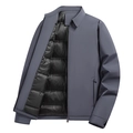Men's grey-blue winter down jacket with shirt collar and quilted lining design - M / Gray