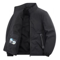Men's outdoor winter jacket in black with fleece lining and stand collar for warmth - M / Black