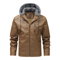 Détails de la veste de moto marron pour homme avec capuche grise et manches matelassées - M / Jaune Terre