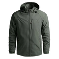 Chaqueta táctica con capucha para hombre verde oliva con bolsillos y tejido cortavientos - M / Verde Militar