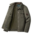 Chaqueta casual verde militar para hombre con cuello de solapa y forro de malla - M / Verde Militar